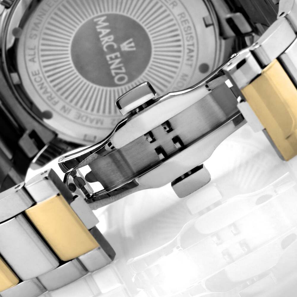 ساعة مارك انزو الرجالية بحركة كوارتز ولون مينا أبيض - MAR-0066
