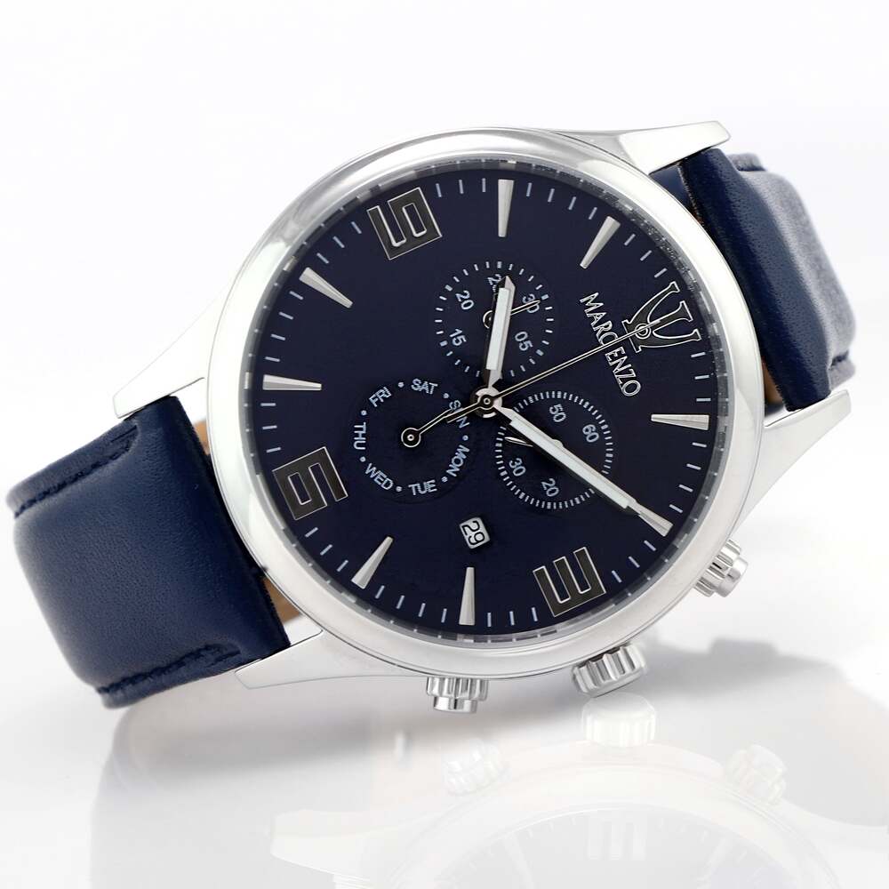 ساعة مارك انزو الرجالية بحركة كوارتز ولون مينا أزرق - MAR-0056