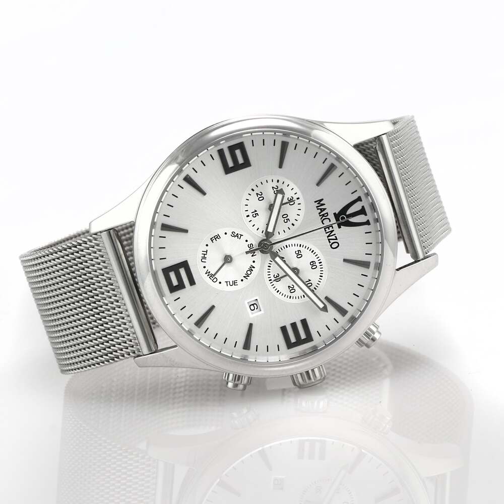 ساعة مارك انزو الرجالية بحركة كوارتز ولون مينا أبيض - MAR-0053
