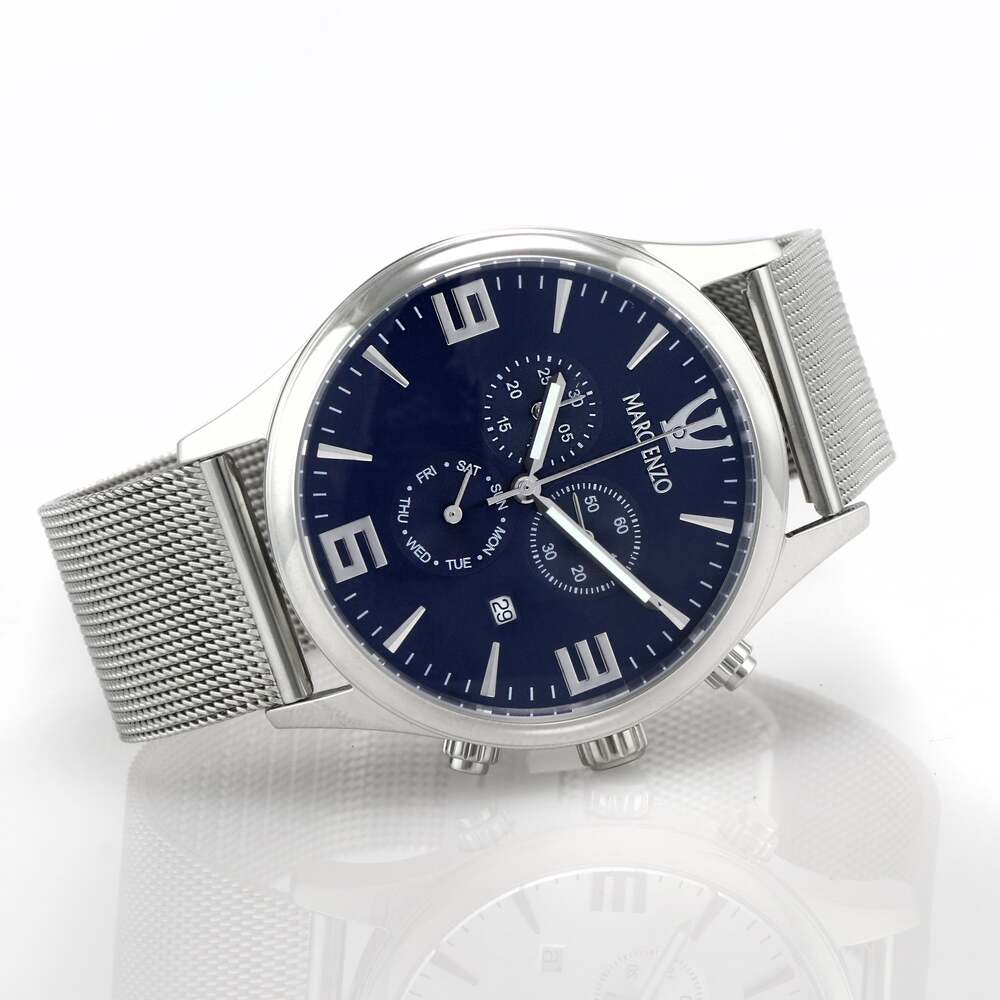 ساعة مارك انزو الرجالية بحركة كوارتز ولون مينا أزرق - MAR-0054