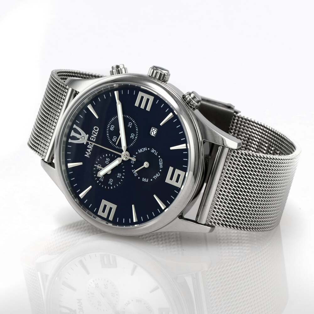 ساعة مارك انزو الرجالية بحركة كوارتز ولون مينا أزرق - MAR-0054