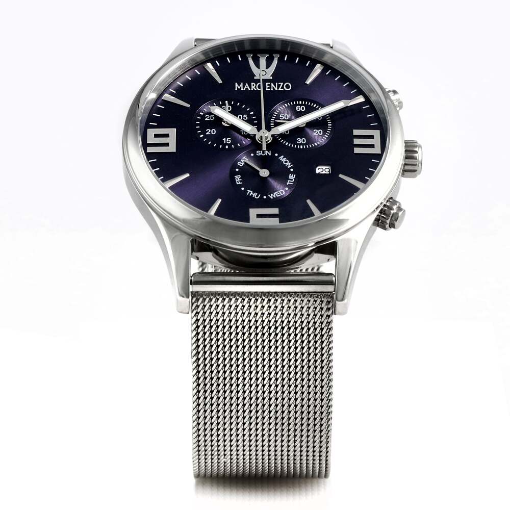 ساعة مارك انزو الرجالية بحركة كوارتز ولون مينا أزرق - MAR-0054