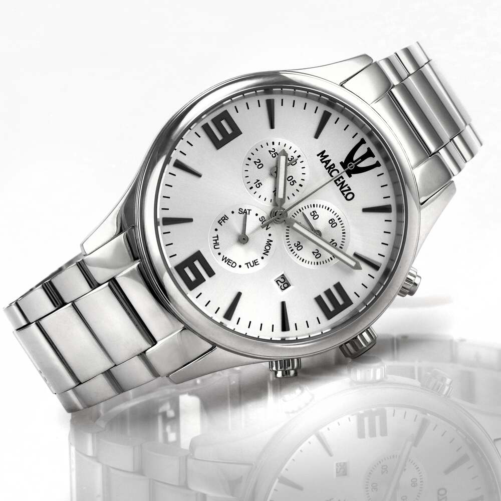 ساعة مارك انزو الرجالية بحركة كوارتز ولون مينا أبيض - MAR-0052