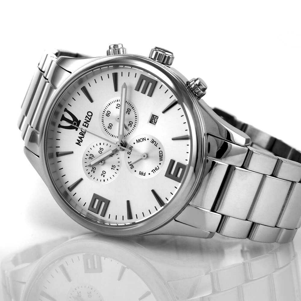 ساعة مارك انزو الرجالية بحركة كوارتز ولون مينا أبيض - MAR-0052