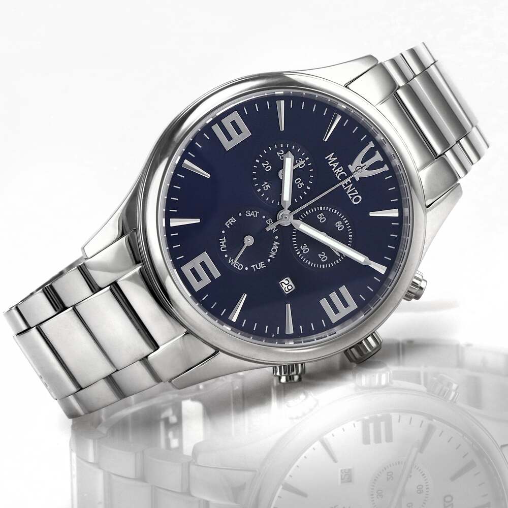 ساعة مارك انزو الرجالية بحركة كوارتز ولون مينا أزرق - MAR-0051