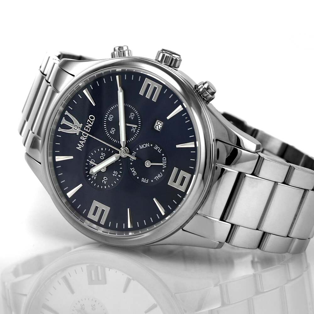 ساعة مارك انزو الرجالية بحركة كوارتز ولون مينا أزرق - MAR-0051
