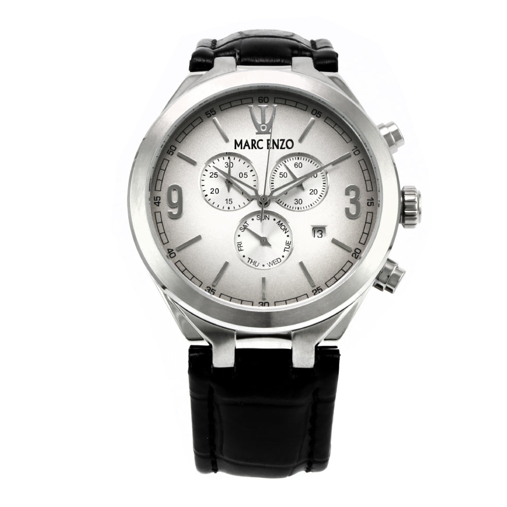 ساعة مارك انزو الرجالية بحركة كوارتز ولون مينا أبيض - MAR-0061