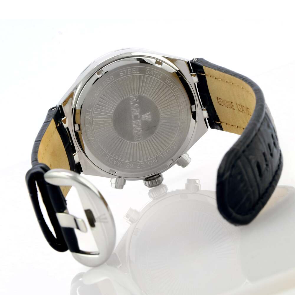 ساعة مارك انزو الرجالية بحركة كوارتز ولون مينا أبيض - MAR-0061