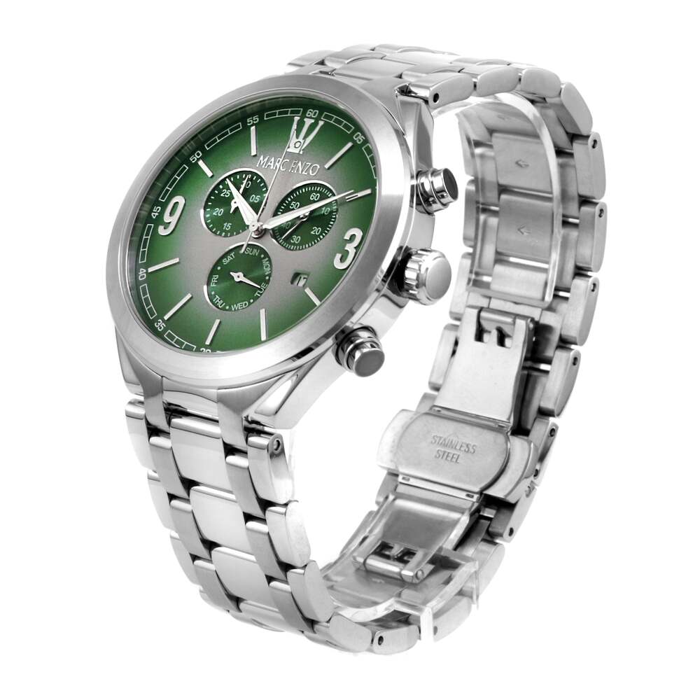 ساعة مارك انزو الرجالية بحركة كوارتز ولون مينا أخضر - MAR-0057