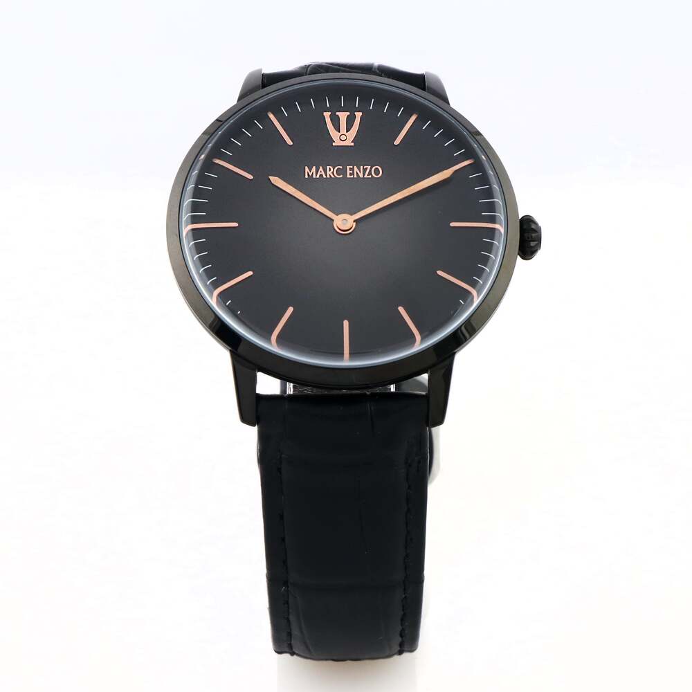 ساعة مارك انزو الرجالية بحركة كوارتز ولون مينا أسود - MAR-0090