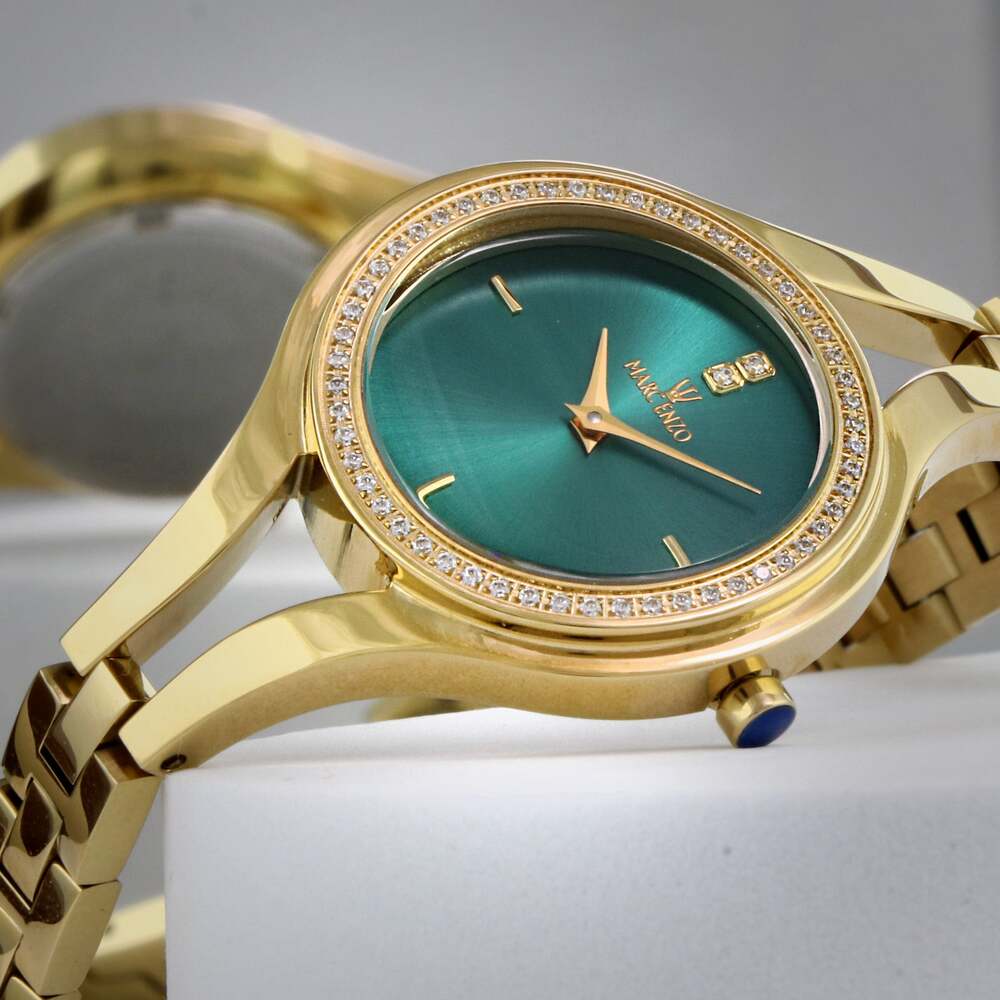 ساعة مارك انزو النسائية بحركة كوارتز ولون مينا أخضر - MAR-0019