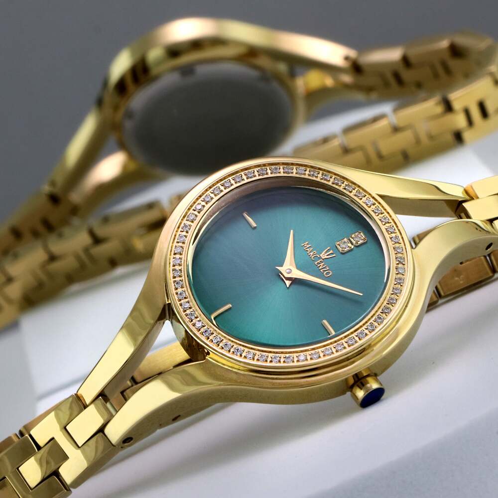 ساعة مارك انزو النسائية بحركة كوارتز ولون مينا أخضر - MAR-0019