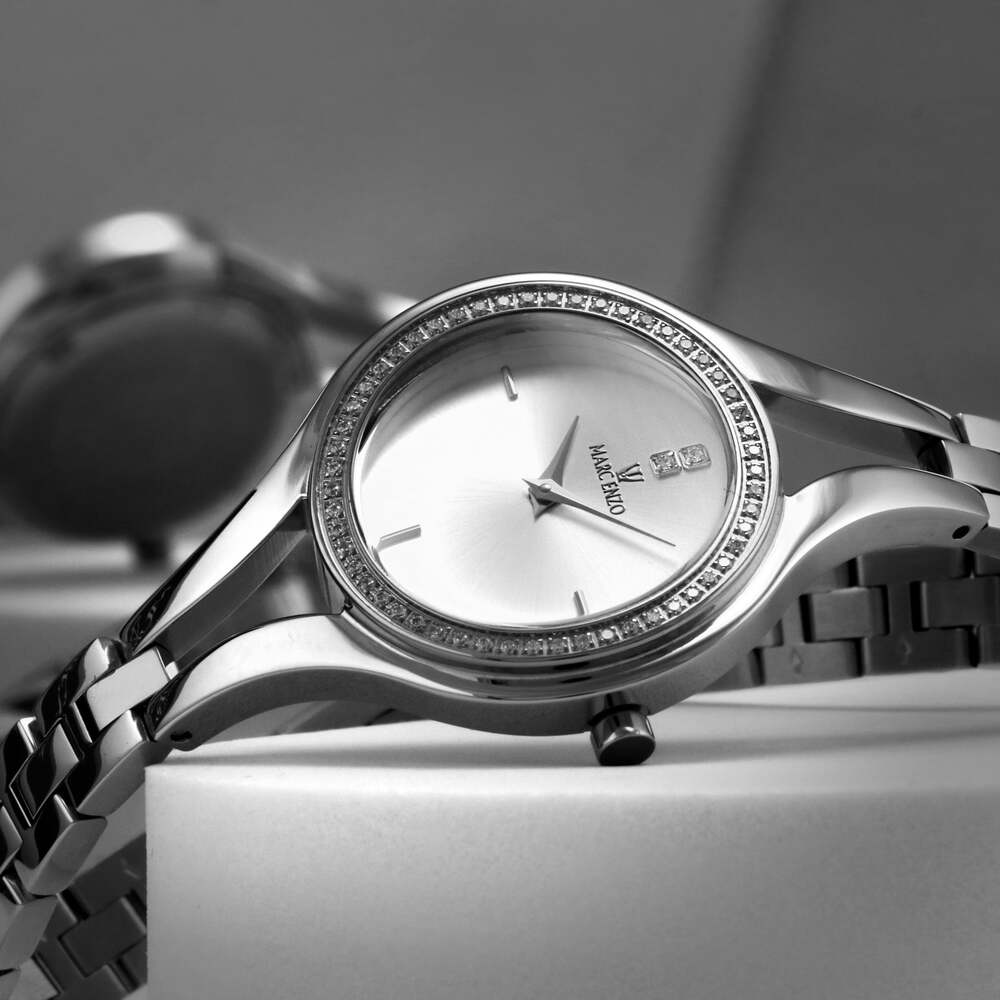 ساعة مارك انزو النسائية بحركة كوارتز ولون مينا أبيض - MAR-0018