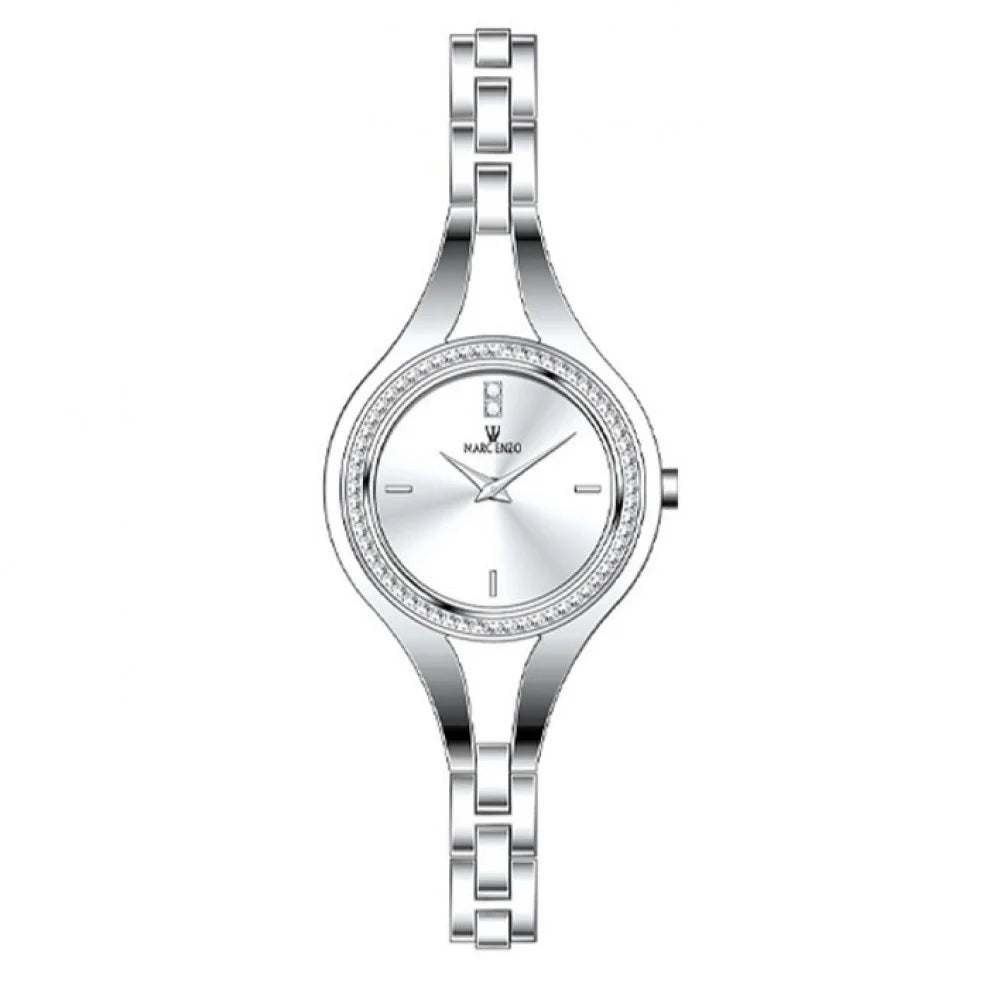 ساعة مارك انزو النسائية بحركة كوارتز ولون مينا أبيض - MAR-0018