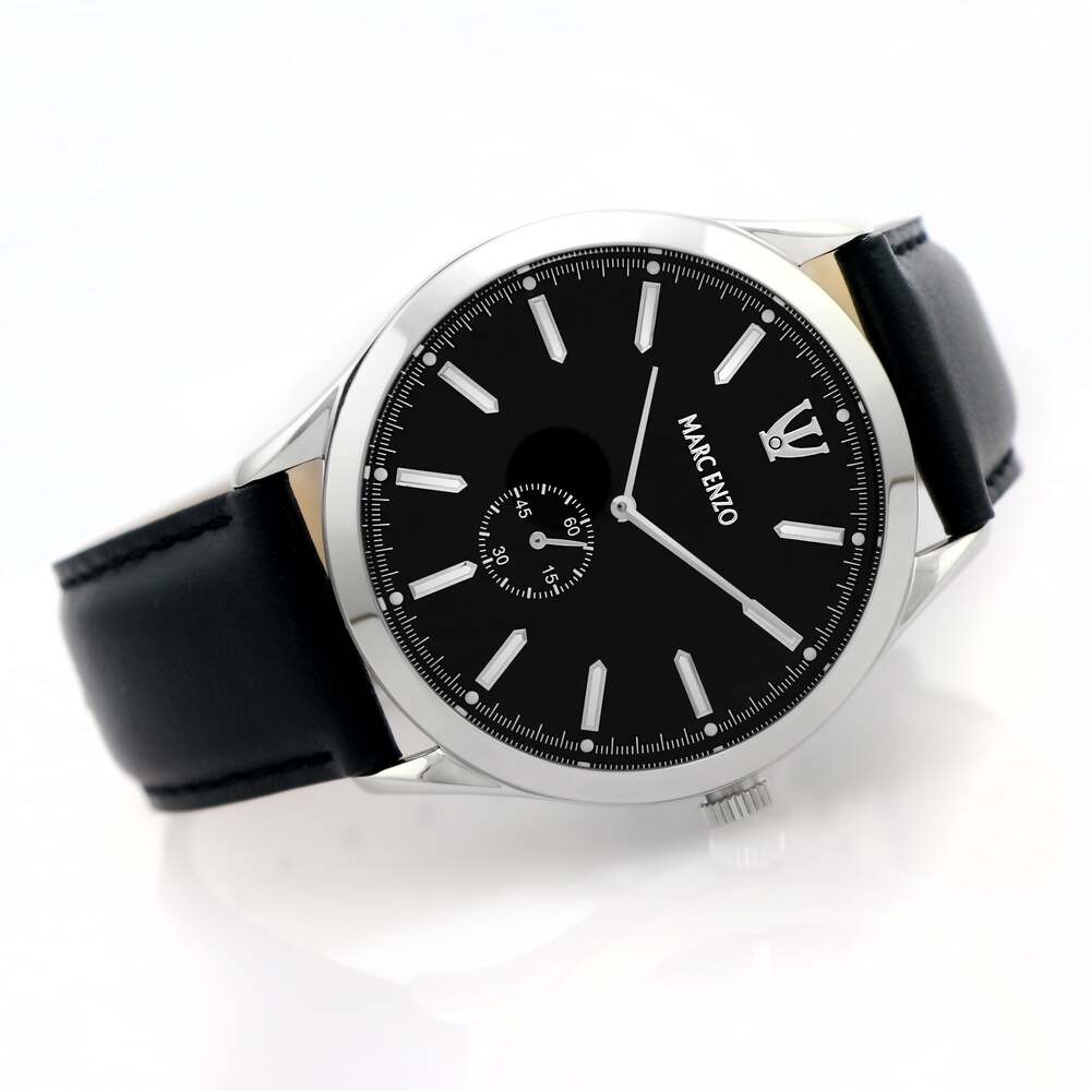ساعة مارك انزو الرجالية بحركة كوارتز ولون مينا أسود - MAR-0087