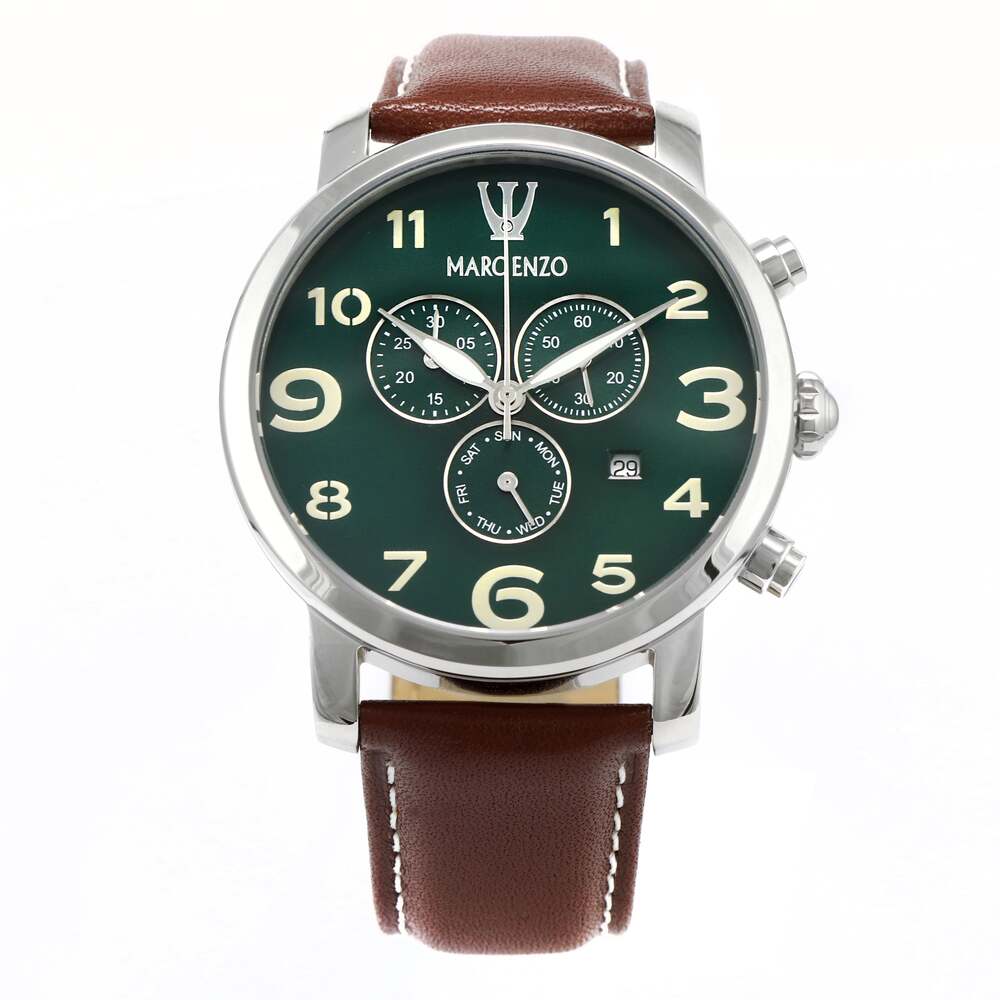 ساعة مارك انزو الرجالية بحركة كوارتز ولون مينا أخضر - MAR-0049