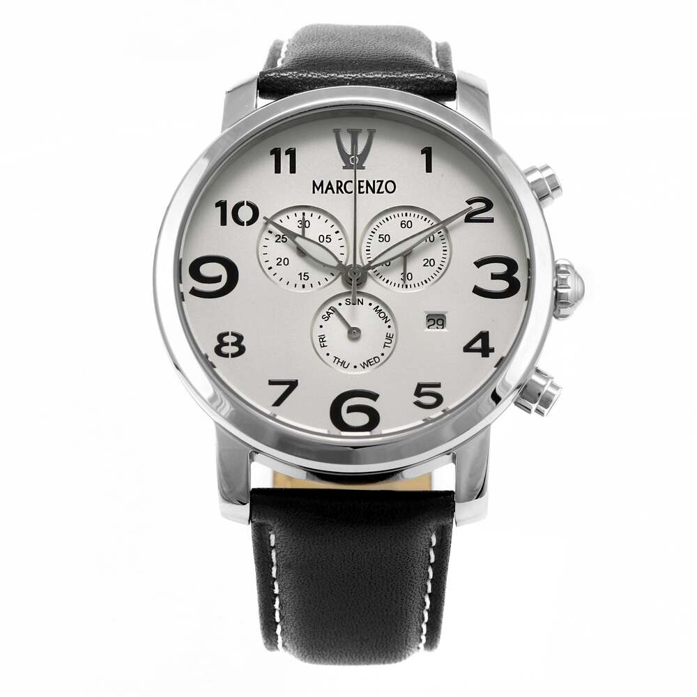 ساعة مارك انزو الرجالية بحركة كوارتز ولون مينا أبيض - MAR-0050