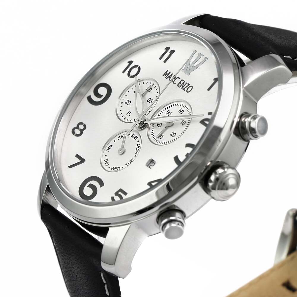 ساعة مارك انزو الرجالية بحركة كوارتز ولون مينا أبيض - MAR-0050