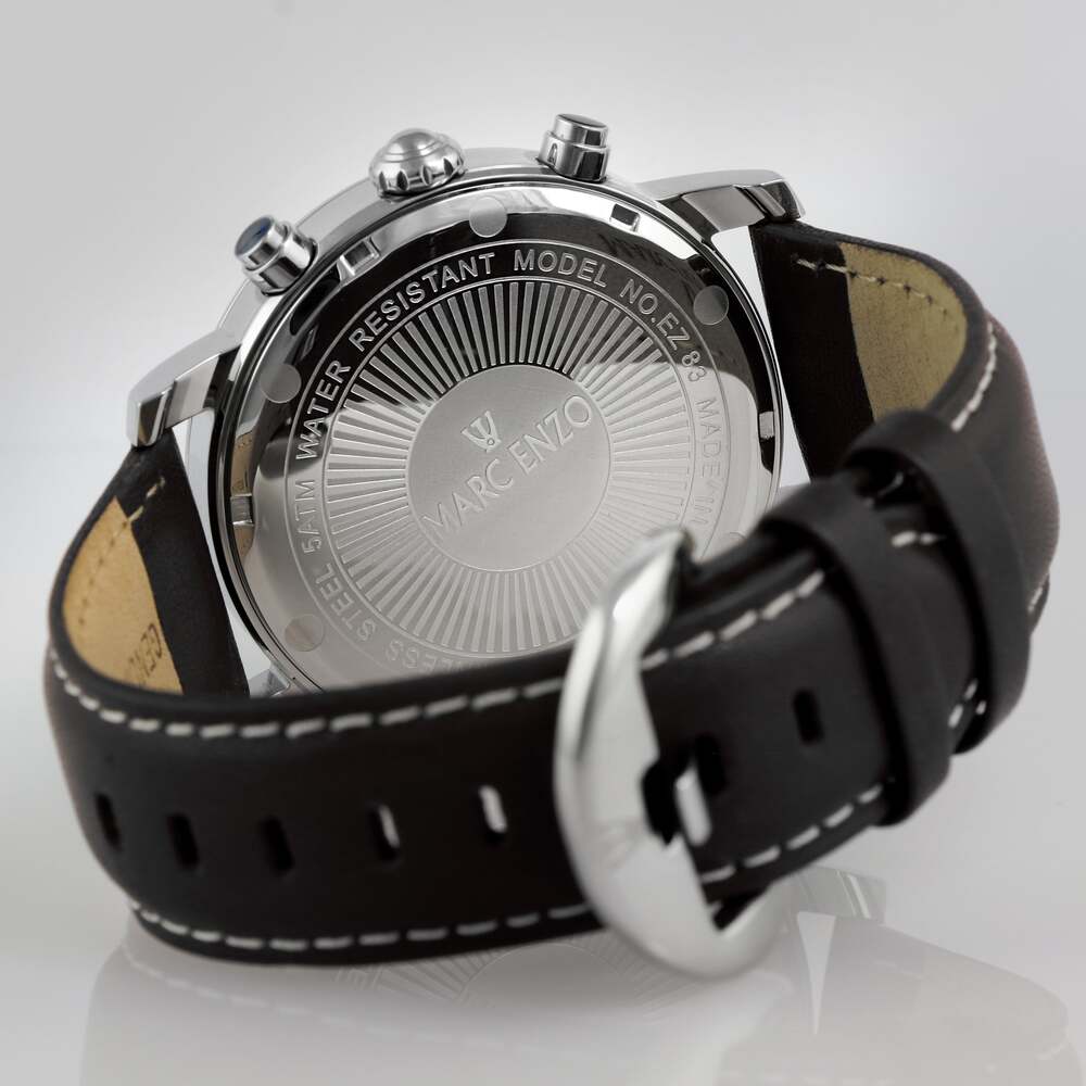 ساعة مارك انزو الرجالية بحركة كوارتز ولون مينا أبيض - MAR-0050