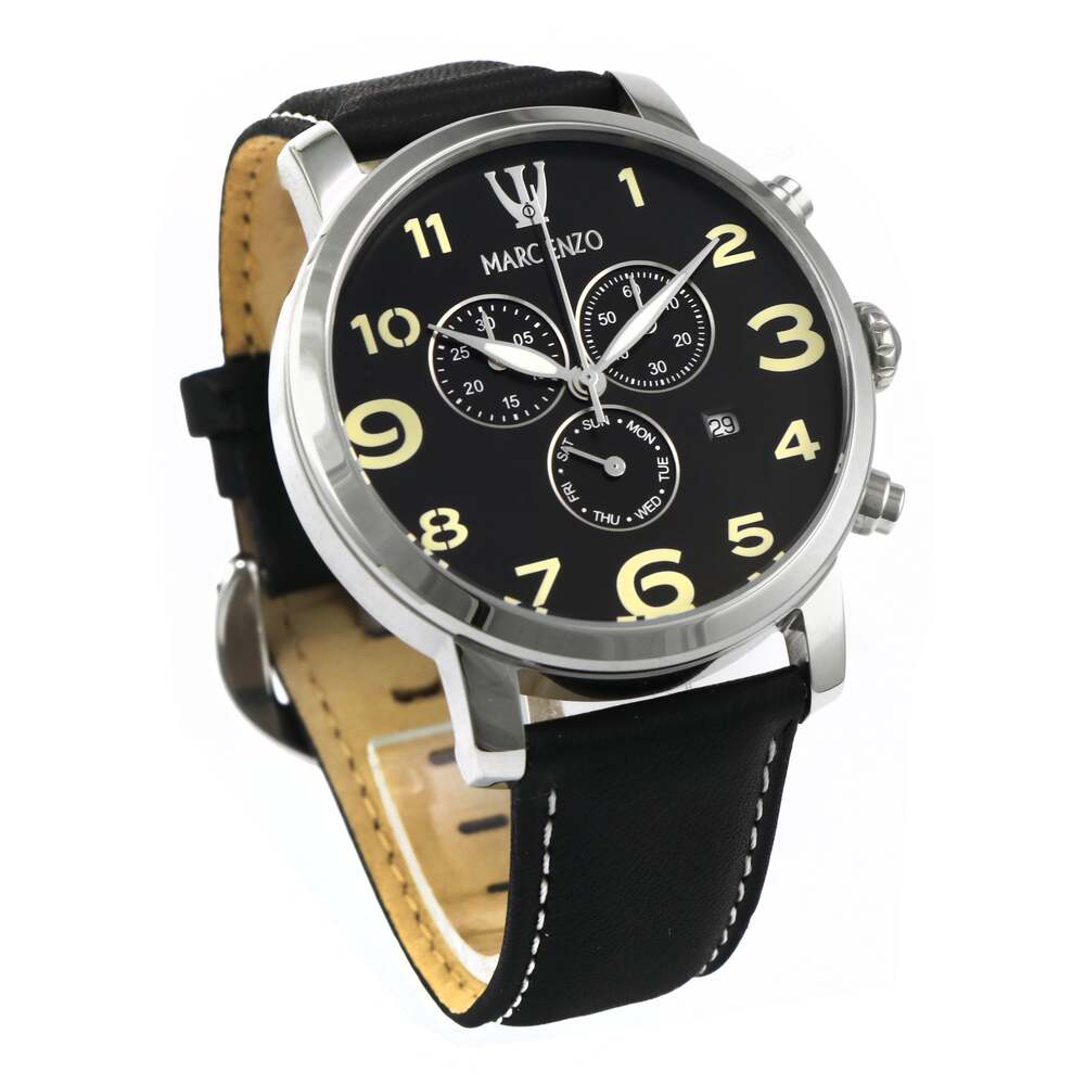 ساعة مارك انزو الرجالية بحركة كوارتز ولون مينا أسود - MAR-0048