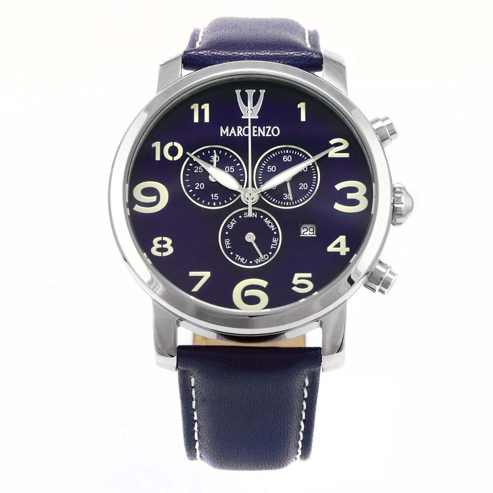 ساعة مارك انزو الرجالية بحركة كوارتز ولون مينا أزرق - MAR-0047