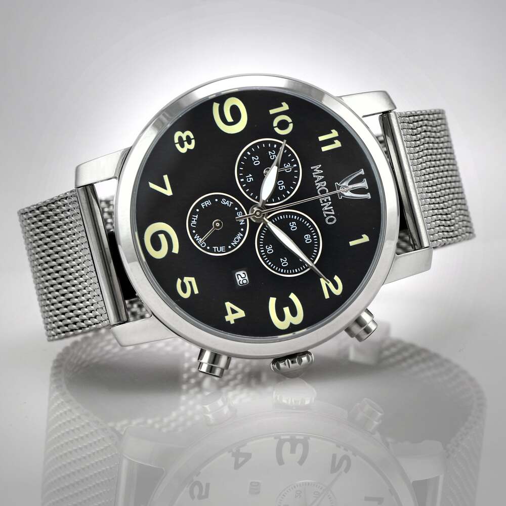 ساعة مارك انزو الرجالية بحركة كوارتز ولون مينا أسود - MAR-0044