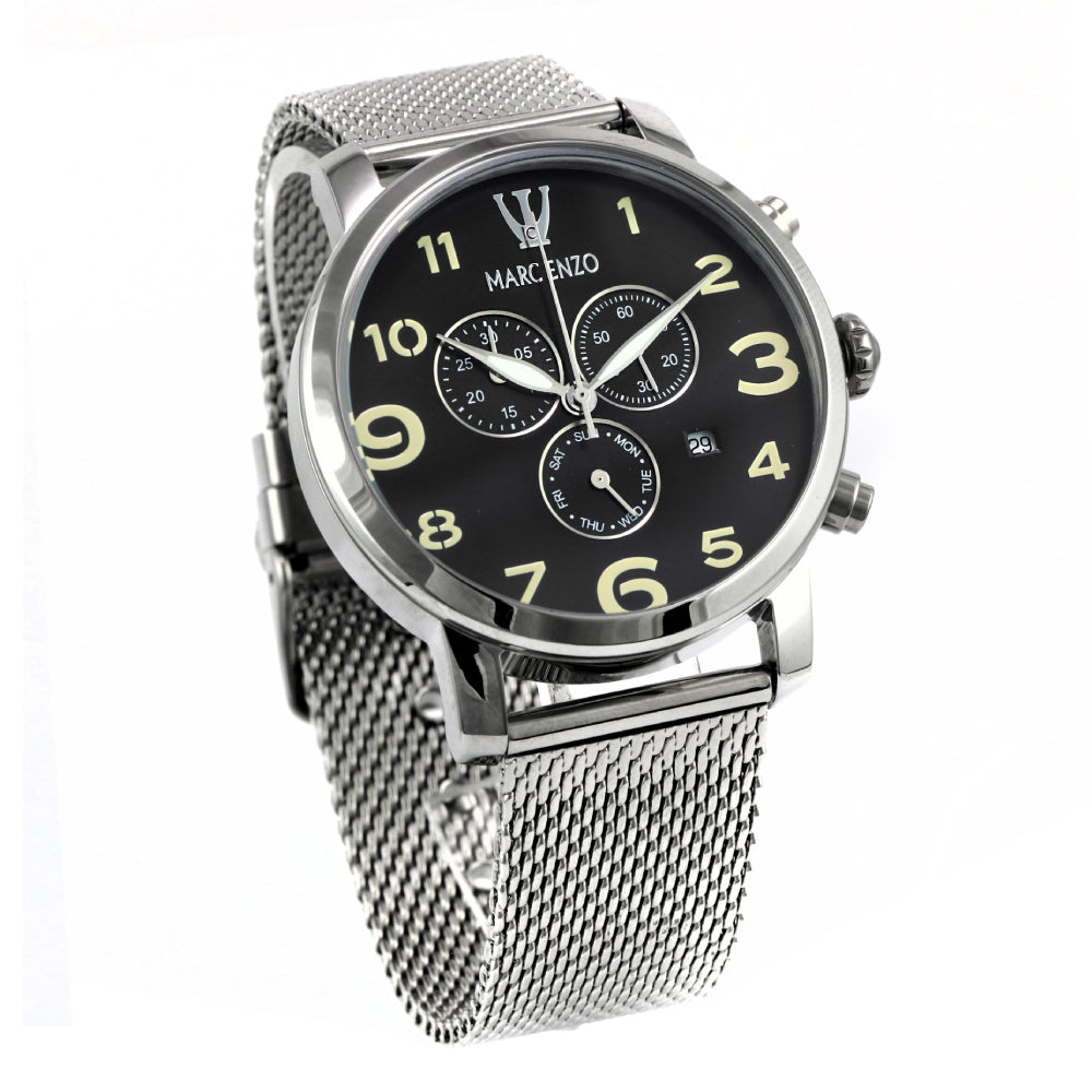 ساعة مارك انزو الرجالية بحركة كوارتز ولون مينا أسود - MAR-0044