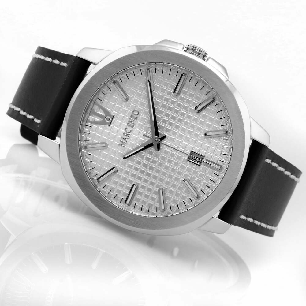 ساعة مارك انزو الرجالية بحركة كوارتز ولون مينا أبيض - MAR-0084