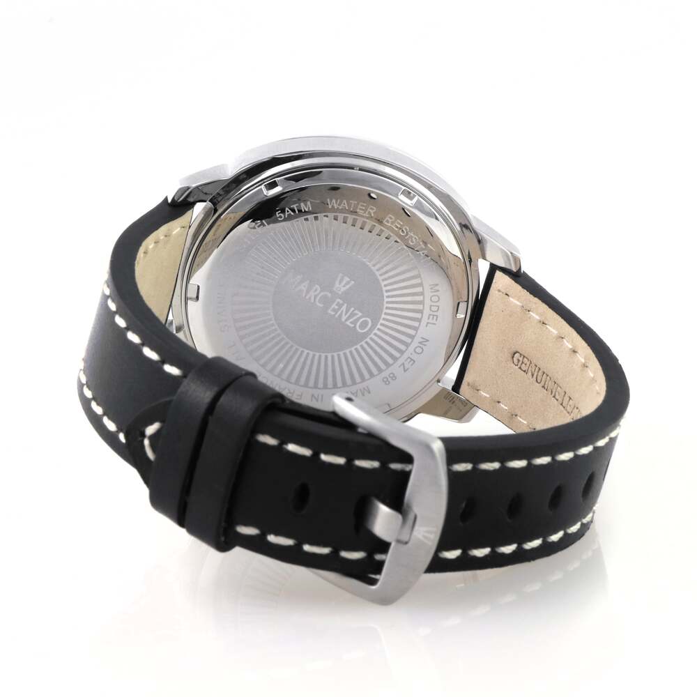 ساعة مارك انزو الرجالية بحركة كوارتز ولون مينا أبيض - MAR-0084