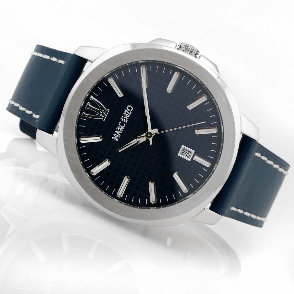 ساعة مارك انزو الرجالية بحركة كوارتز ولون مينا أزرق - MAR-0085
