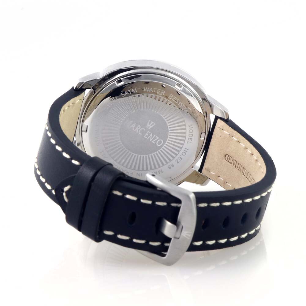 ساعة مارك انزو الرجالية بحركة كوارتز ولون مينا أزرق - MAR-0085