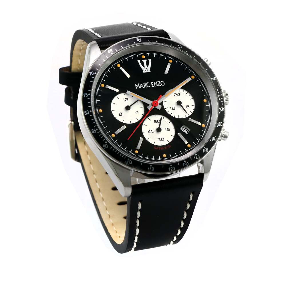 ساعة مارك انزو الرجالية بحركة كوارتز ولون مينا أسود - MAR-0026