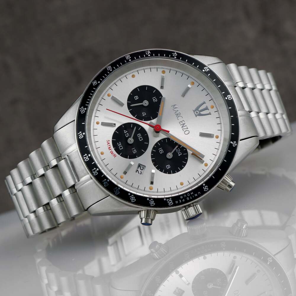 ساعة مارك انزو الرجالية بحركة كوارتز ولون مينا أبيض - MAR-0025