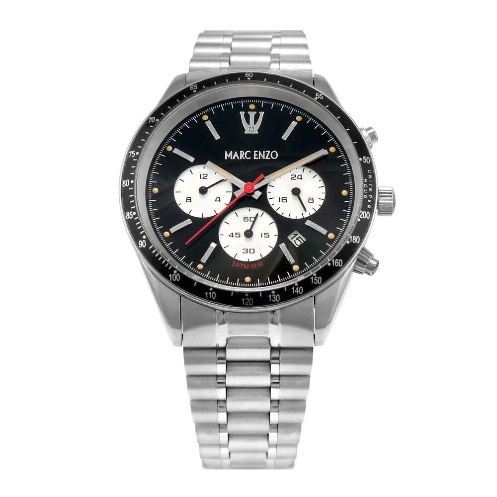 ساعة مارك انزو الرجالية بحركة كوارتز ولون مينا أسود - MAR-0024