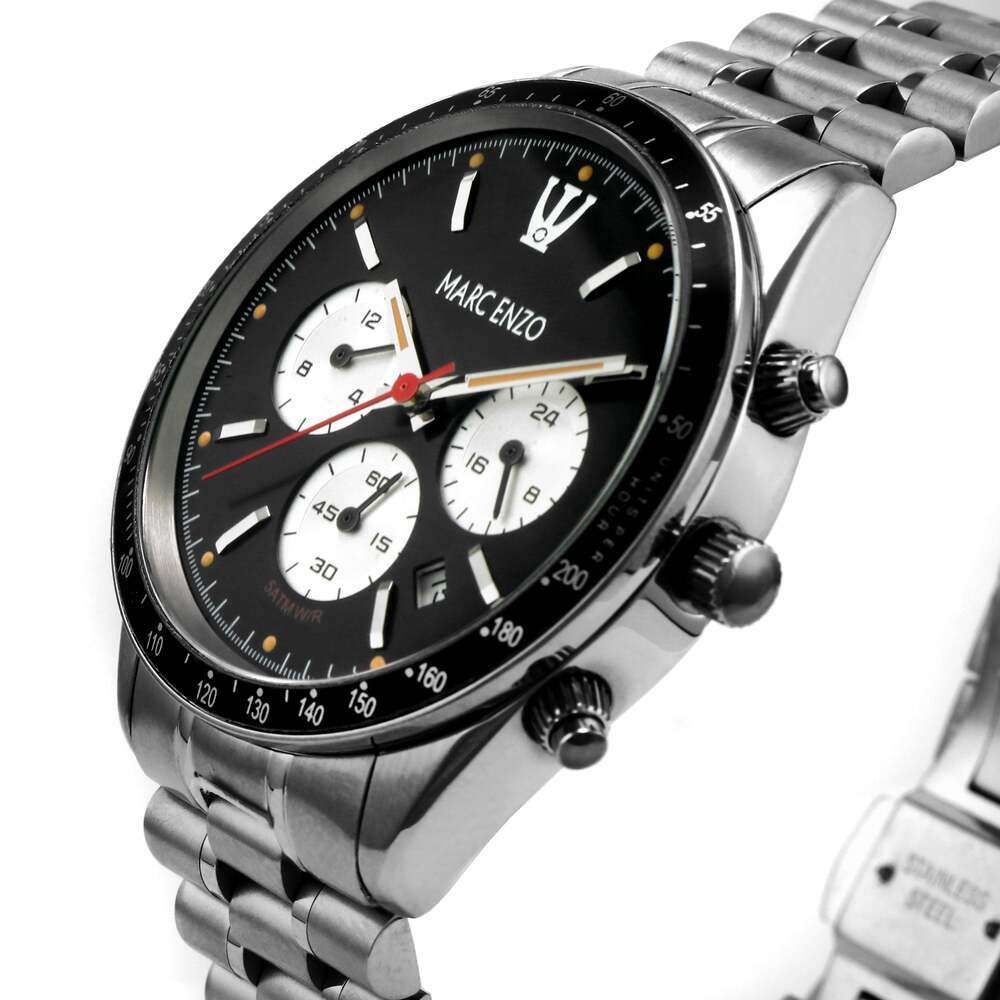 ساعة مارك انزو الرجالية بحركة كوارتز ولون مينا أسود - MAR-0024