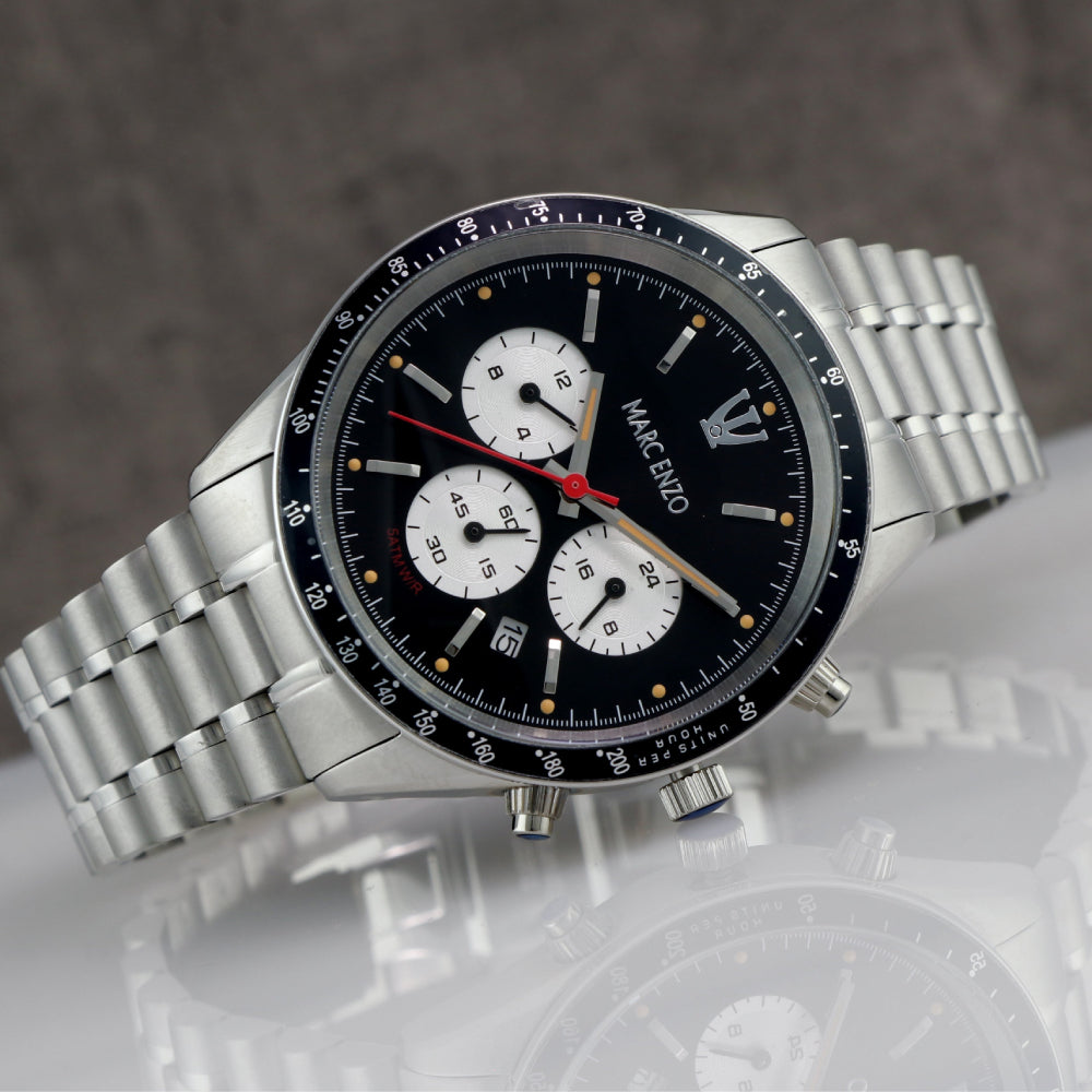 ساعة مارك انزو الرجالية بحركة كوارتز ولون مينا أسود - MAR-0024