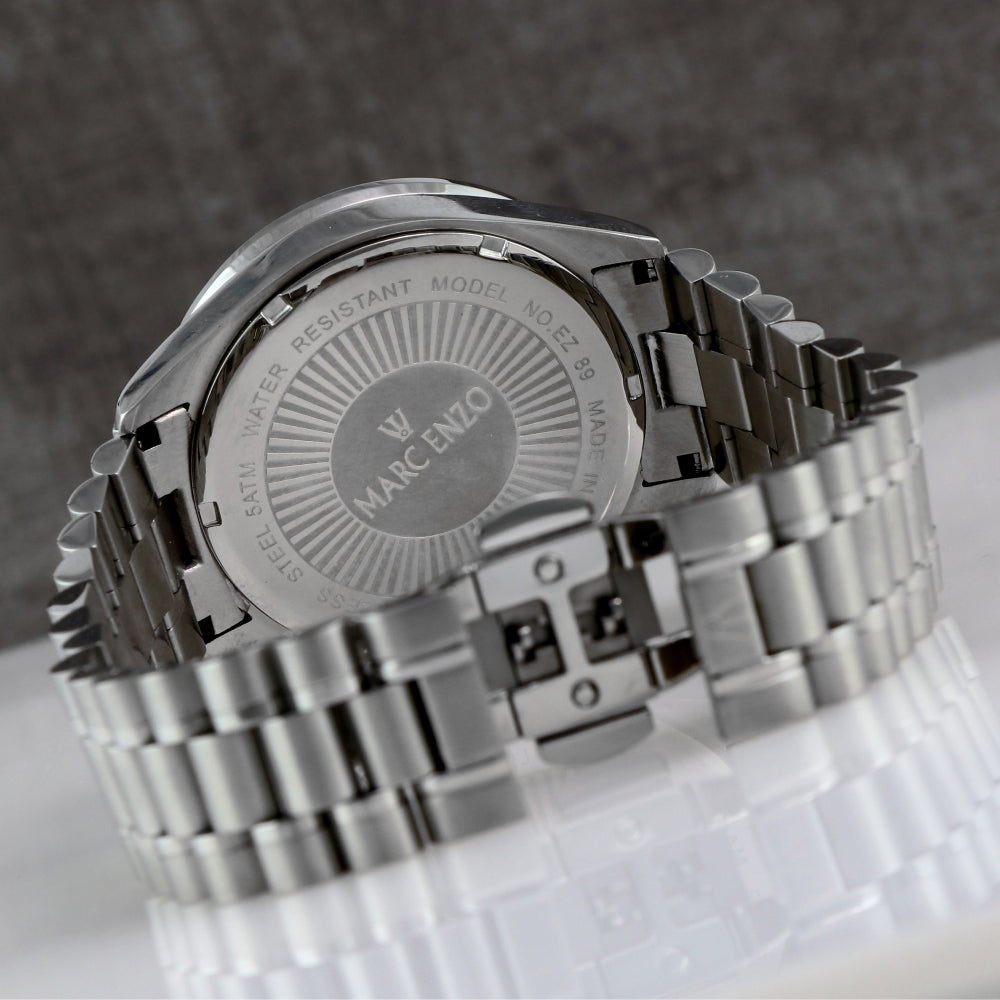 ساعة مارك انزو الرجالية بحركة كوارتز ولون مينا أسود - MAR-0024