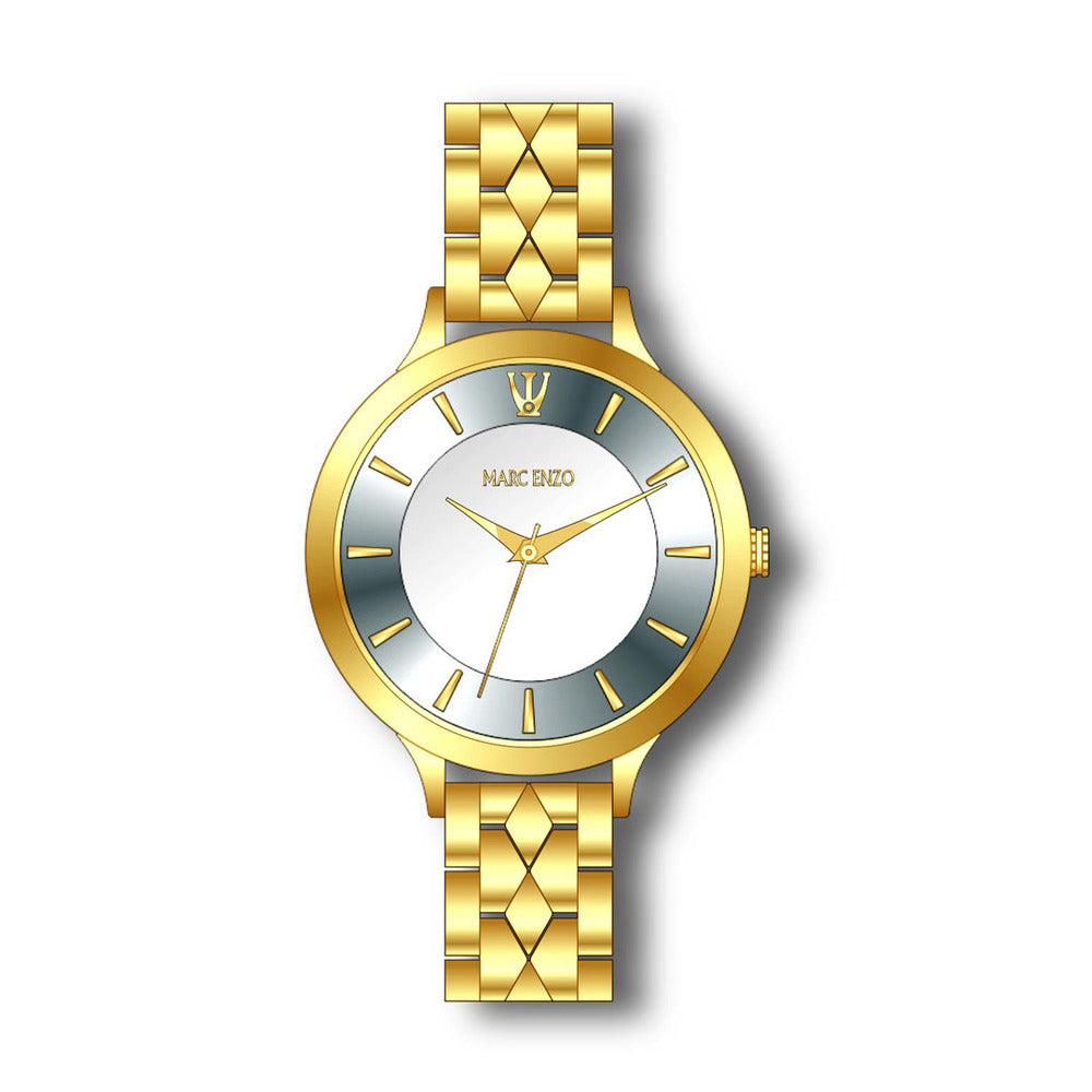 ساعة مارك انزو النسائية بحركة كوارتز ولون مينا أبيض - MAR-0015