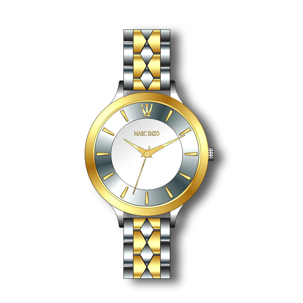 ساعة مارك انزو النسائية بحركة كوارتز ولون مينا أبيض - MAR-0013