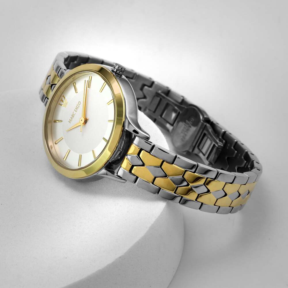 ساعة مارك انزو النسائية بحركة كوارتز ولون مينا أبيض - MAR-0013