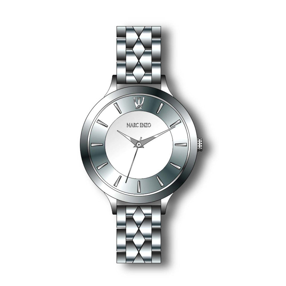 ساعة مارك انزو النسائية بحركة كوارتز ولون مينا أبيض - MAR-0012