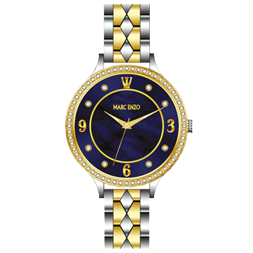 ساعة مارك انزو النسائية بحركة كوارتز ولون مينا أزرق - MAR-0011