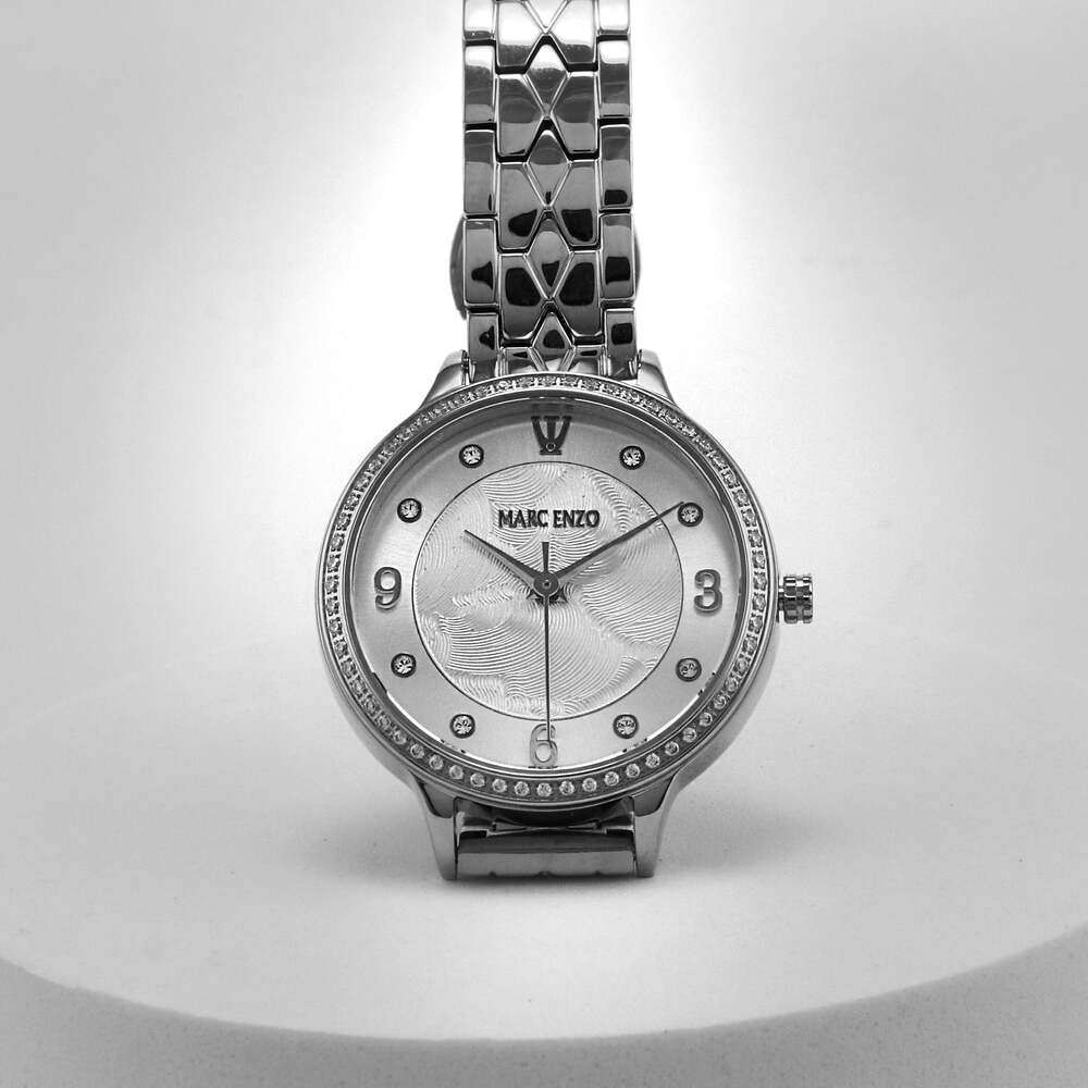 ساعة مارك انزو النسائية بحركة كوارتز ولون مينا أبيض لؤلؤي - MAR-0010