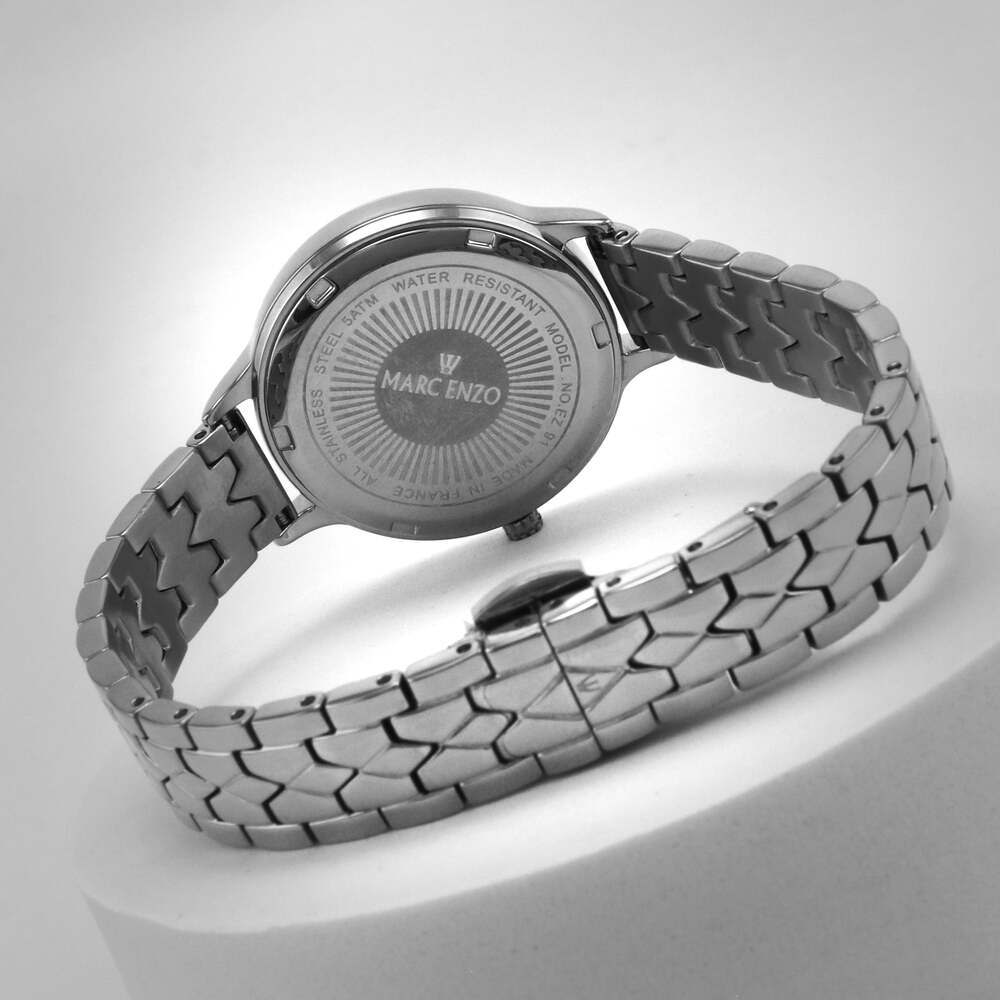 ساعة مارك انزو النسائية بحركة كوارتز ولون مينا أبيض لؤلؤي - MAR-0010