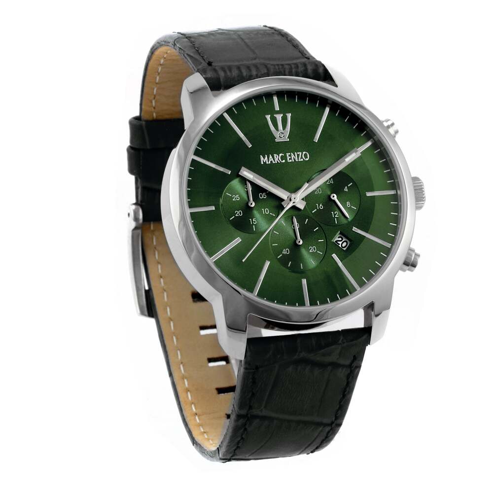 Marc Enzo men's watch with quartz movement and green dial - MAR-0042