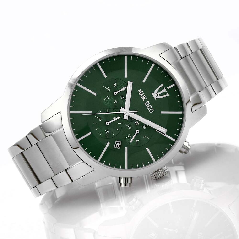 ساعة مارك انزو الرجالية بحركة كوارتز ولون مينا أخضر - MAR-0035