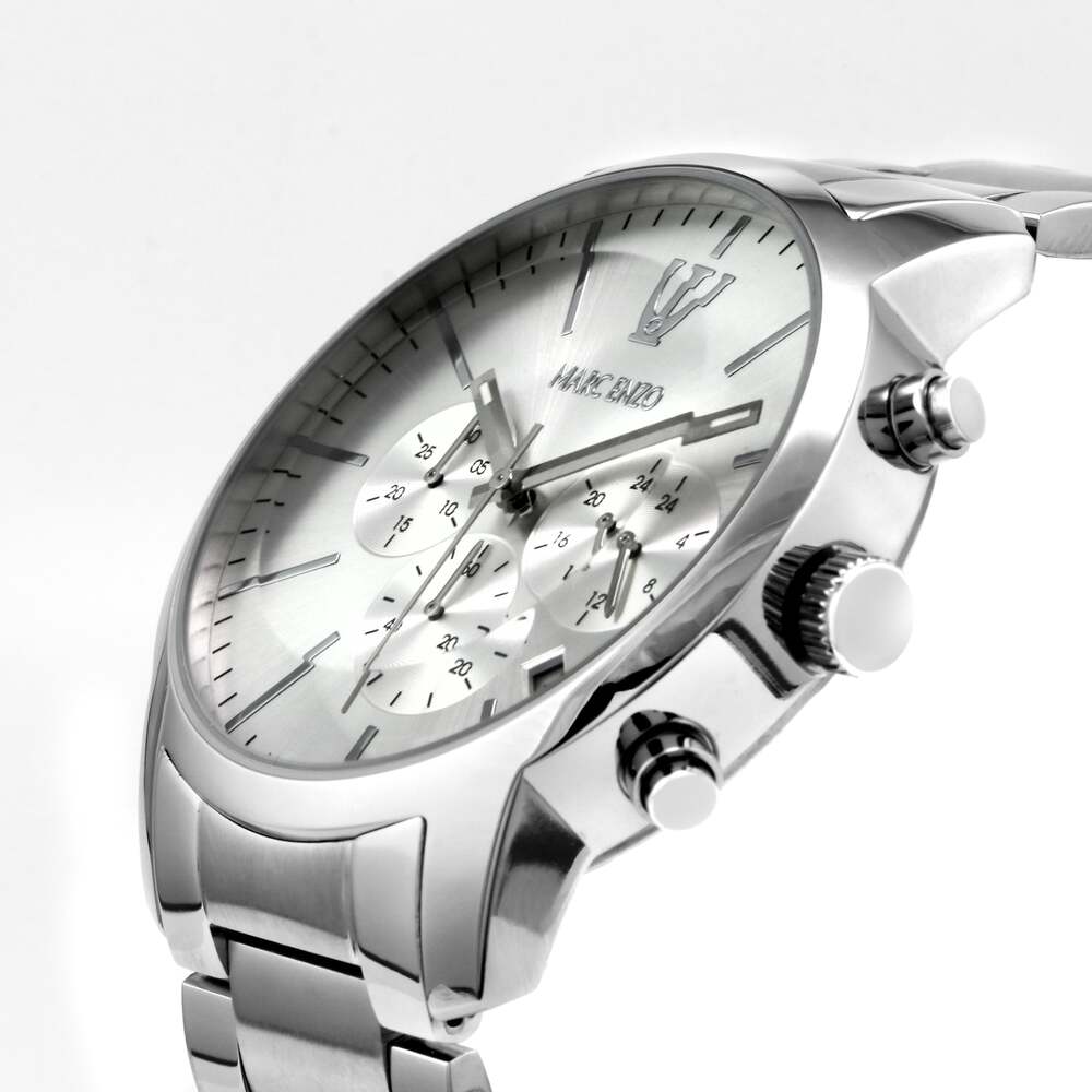 ساعة مارك انزو الرجالية بحركة كوارتز ولون مينا أبيض - MAR-0036