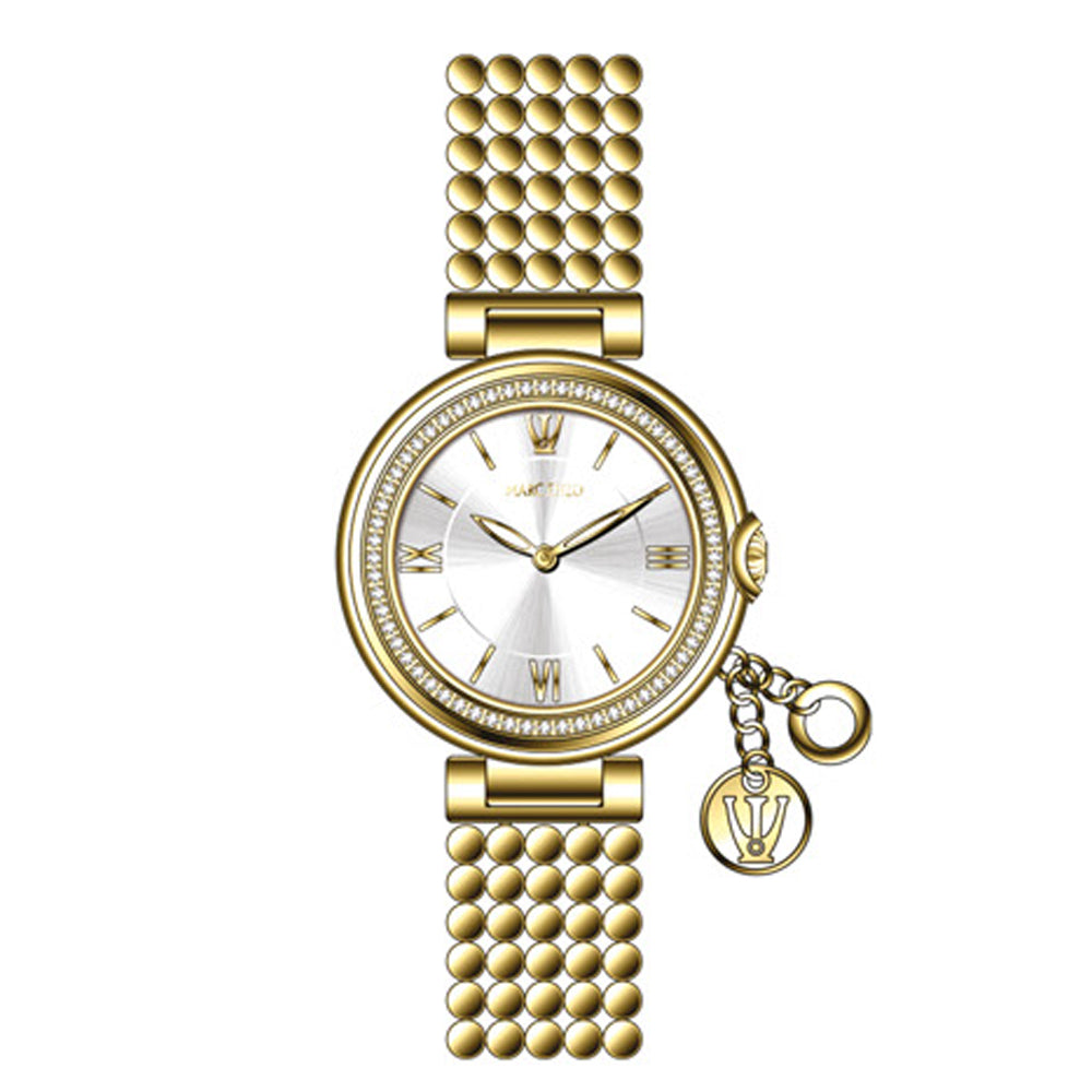 ساعة مارك انزو النسائية بحركة كوارتز ولون مينا أبيض - MAR-0004