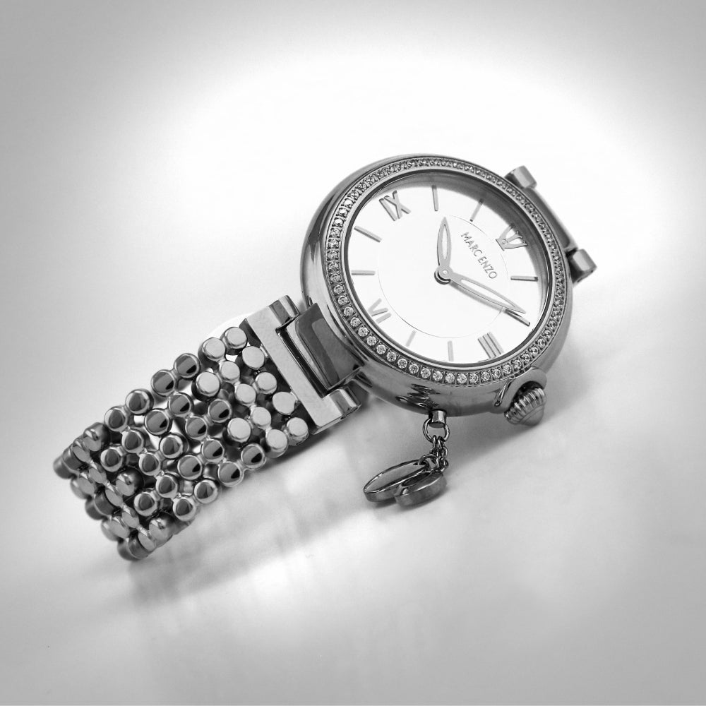 ساعة مارك انزو النسائية بحركة كوارتز ولون مينا أبيض - MAR-0001