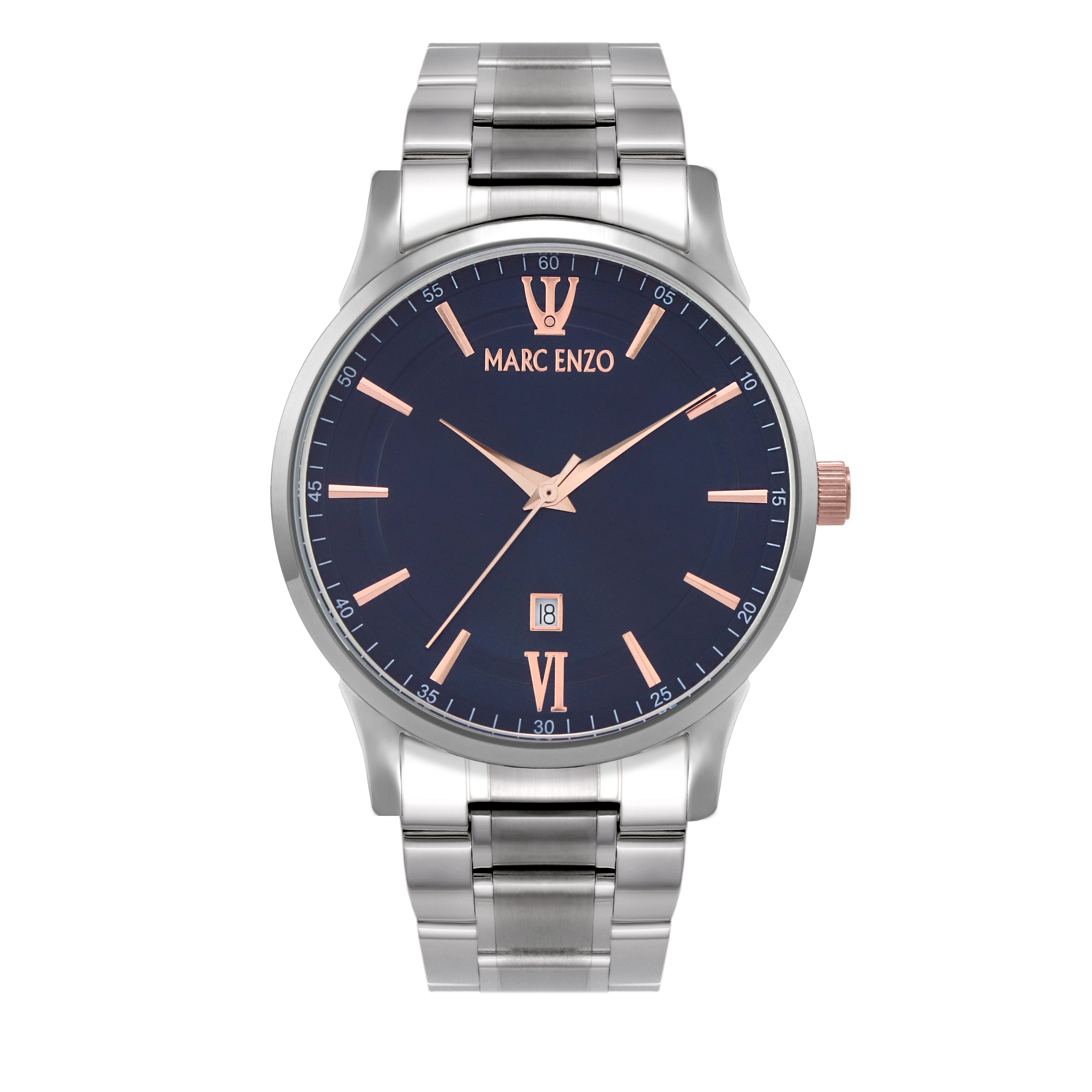ساعة مارك انزو الرجالية بحركة كوارتز ولون مينا أزرق - MAR-0116